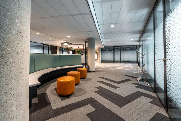 The interior of a commercial office in Auckland CBD where the carpet was layed and installed by Mucking Around with Carpet.
