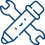 Icon of tools representing the skilfulness of MAW Carpet's carpet laying services in Auckland.